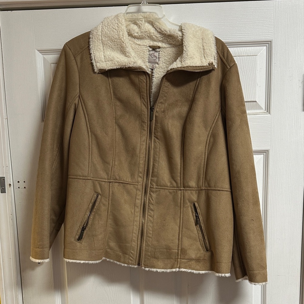 Women's Tan Sherpa-Lined Jacket